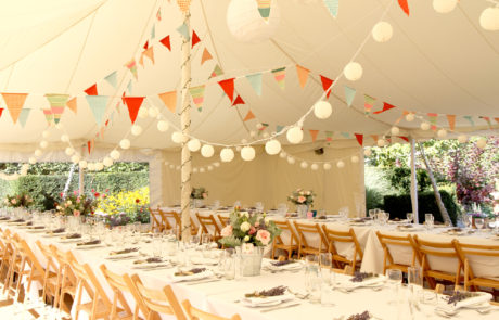 Wedding reception multi-coloured bunting